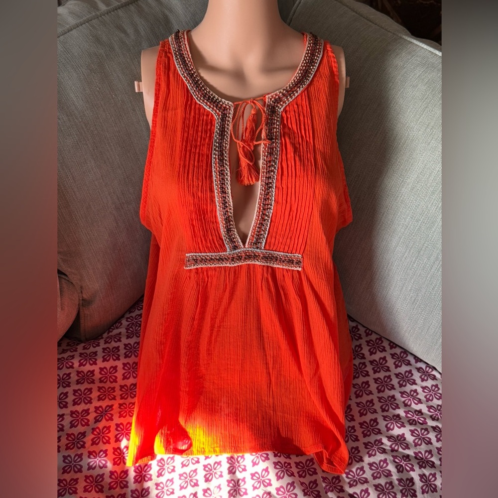 Joie Orange Beaded Tassel Tank Top - Barely Worn, Women’s Size L